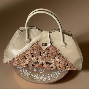 Mahler California vintage hand woven of wicker & leather in a satchel style rare